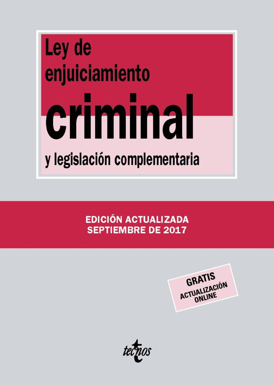 LEY DE ENJUICIAMIENTO CRIMINAL Y LEGISLACIÓN COMPLEMENTARIA | 9788430971848 | EDITORIAL TECNOS