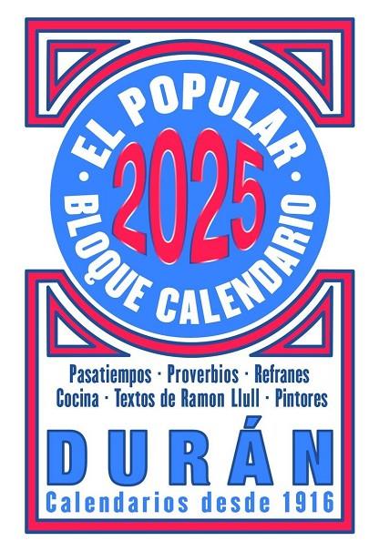 2025 CALENDARI/  BLOQUE DURÁN | 9788412745528 | VARIOS AUTORES