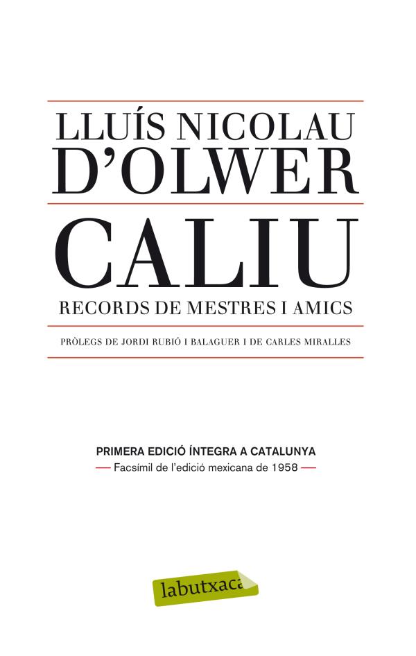 CALIU | 9788499305066 | OLWER, LLUIS NICOLAU